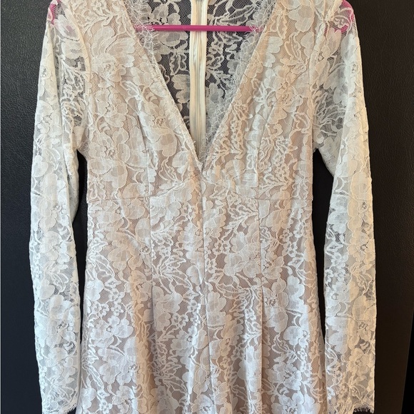 Lulu's Cream Lace Overlay Dress - Picture 2 of 6